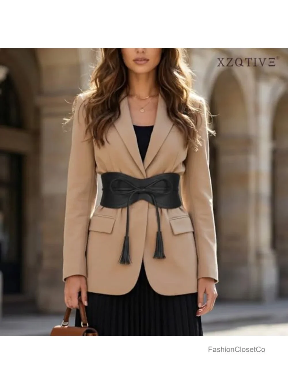 Faux Leather Wide Tassel Obi Wrap Belt for Dresses